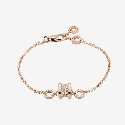 [AuraEcho Jewelry]ZERO 1 SOFT PINK GOLD WITH PAVED DIAMONDS ON THE SPIRAL BRACELET